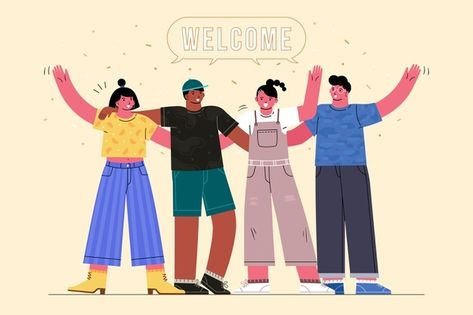 Welcome Illustration Design, People Together Illustration, Welcoming Illustration, Group Of People Illustration, Welcome Illustration, Welcome New Employee, Group Illustration, Welcome To Our Team, People Character