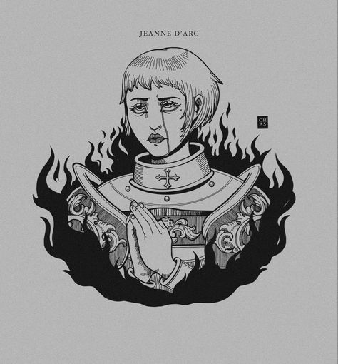 Joan Arc Illustration, Joan Of Arc Draw, Joan Of Arc Line Drawing, Tattoo Joan Of Arc, Joan Of Arc Sketch, Joan Of Arc Tat, Joan Of Arc Art Tattoo, Joan Of Arc Traditional Tattoo, Joan Of Arc Aesthetic