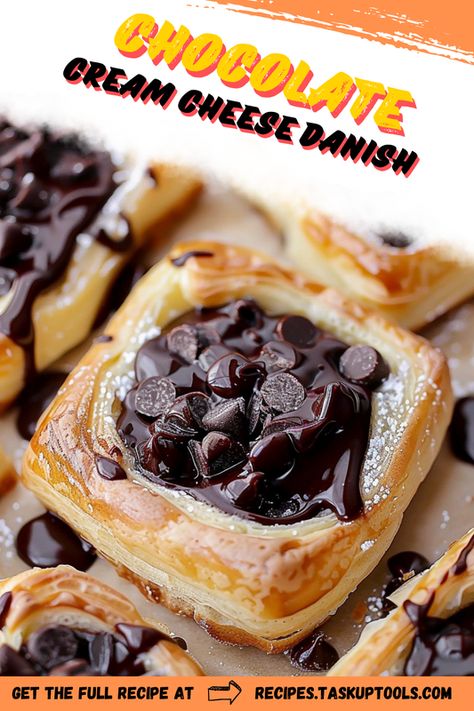 Dive into the world of delicious pastries with our Chocolate Cream Cheese Danish. Indulge in the rich decadence of chocolate paired perfectly with the creamy tang of cheese in this irresistible Danish recipe. A treat for any time of the day, it's certain to satiate your dessert cravings. Pin now and discover a new favorite homemade pastry. You won't regret it! Chocolate Danish Recipe, Chocolate Puff Pastry Dessert, Pecan Danish Recipe, Cheese Danish Recipe From Scratch, Danish Recipe From Scratch, Homemade Cheese Danish Recipe, Chocolate Danish, Easy Puff Pastry Recipe, Cream Cheese Danish Recipe