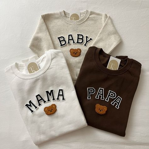 These bear family sweatshirts make the perfect birthday family outfit for a teddy bear themed birthday party of any ages!  - They need to be purchased individually (it's not sold as a set) - Our sweatshirt material is super soft and comfy! ♡ - All our sweatshirts run a unisex fit. (Both for men and women). They are naturally oversized, so we normally recommend your true size. But if you like a more baggy look, we recommend sizing up. - These letters are iron-on patched and is heat pressed, not e Beary First Birthday Boy, Bear First Birthday Party, Mama Bear Papa Bear Baby Bear, Beary First Birthday, Baby Bear Outfit, Teddy Bear Shirt, Baby Bear Onesie, Family Sweatshirts, Mama Bear Sweatshirt