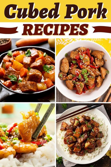 These cubed pork recipes make for easy and delicious meals. From stir-fry to stew to chili, cubed pork is a welcome addition to these dishes. Cubed Pork Shoulder Recipes, Slow Cooker Pork Cubes, Cubed Pork Recipes Slow Cooker, Recipes With Pork Stew Meat, Cubed Pork Chop Recipes, Pork Cubed Steak Recipes, Cubed Pork Steak Recipes, Pork Cubes Recipes, Pork Chunks Recipes