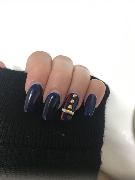 Marine Corps Ball Nails, Marine Nails Designs, Marine Corps Nails, Usmc Nails, Military Nails, Marine Nails, Marine Graduation, Marine Corps Birthday, Navy Nails