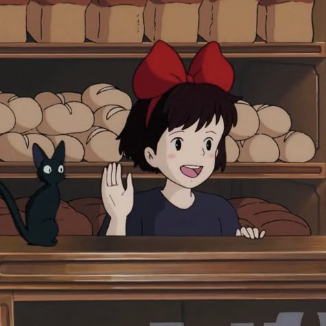 Kikis Delivery Service Aesthetic, Jiji Kiki, Kikis Delivery Service, Ghibli Icons, Studio Ghilbi, Ghibli Characters, Studio Ghibli Films, Studio Ghibli Background, Red Studio