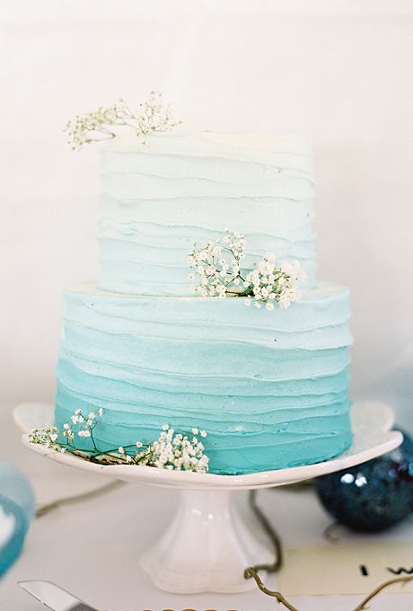 Brides: Beach-Themed Wedding Cakes | Jami Plummer of Sugar Baby Specialty Cakes  | Photo credit: Chudleigh Weddings Beach Theme Wedding Cakes, Wedding Cake Ombre, Beach Cakes, Beach Wedding Cake, Ombre Wedding, Ombre Cake, Buttercream Wedding Cake, Naked Cakes, Wedding Cakes Blue