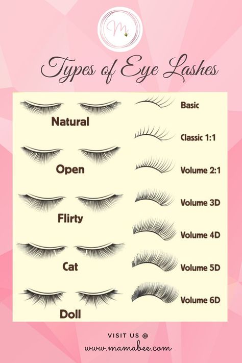 Types Of Eyelash Extensions Styles, Lash Shapes, Type Of Lashes, Types Of Lashes, Pro Makeup Tips, Different Types Of Eyes, Types Of Eyelash Extensions, Seasonal Makeup, Bigger Eyes