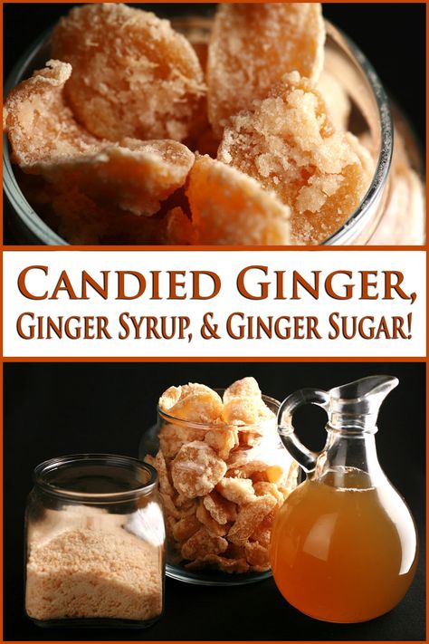 Candied Recipes, Maple Syrup Candy, Crystalized Ginger, Tuesday Recipes, Ginger Chews, Crystallized Ginger, Soda Syrup, Syrup Recipes, Ginger Syrup