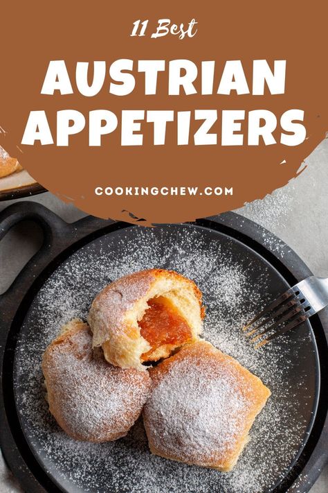 There's something for everyone in here! These 11 best Austrian appetizers including salads, dumplings, and dips are sure to start your party off. Easy Austrian Recipes, Austrian Recipes Traditional, Austria Food Recipes, Austrian Appetizers, International Appetizers Easy, European Appetizers, International Appetizers, Olympic Food, Appetizer Recipes Vegetarian