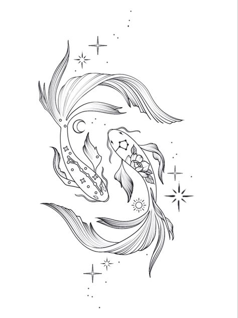 Pisces Tattoo Designs, Koi Tattoo Design, Coy Fish, Koi Fish Drawing, Koi Fish Designs, Pisces Tattoos, Muster Tattoos, Koi Tattoo, Koi Fish Tattoo