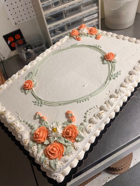 Boho Sheet Cake Ideas, Anniversary Sheet Cake Designs, Wedding Sheet Cakes With Flowers, Sage Green Sheet Cake, Sheet Cake Decoration Ideas, Decorate Sheet Cake Ideas, Costco Sheet Cake Wedding, Slab Cake Ideas, Floral Sheet Cake Designs