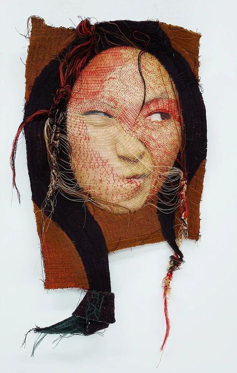 Fiber Studio, Mixed Media Portrait, Embroidered Portrait, L'art Du Portrait, Colossal Art, Self Portraits, Thread Painting, Textile Artist, A Level Art