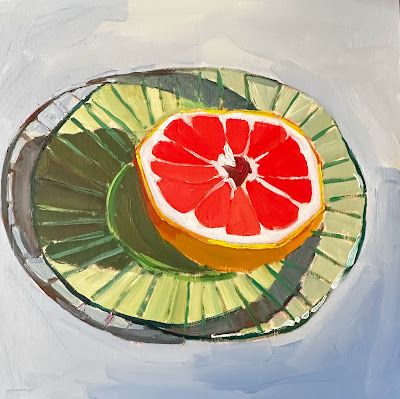 Grapefruit | ERIKA LEE SEARS Object Drawing, Painting Demo, Food Painting, Art Curator, Oil Painters, Fruit Art, Gouache Painting, Still Life Painting, Daily Art