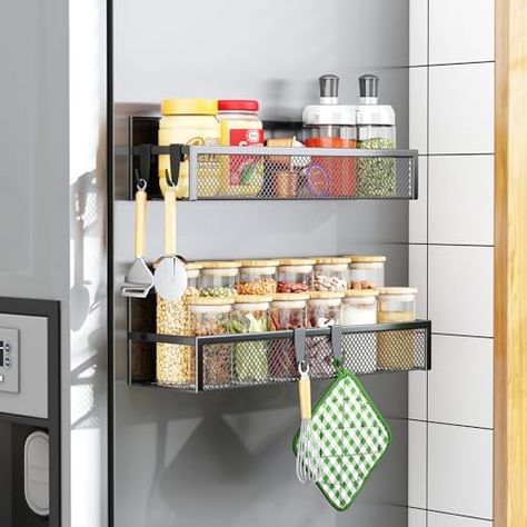 Magnetic Shelf, Fridge Shelf, Magnetic Spice Rack, Organiser Cucina, Shelf For Kitchen, Countertop Cabinet, Magnetic Storage, Fridge Shelves, Spice Shelf