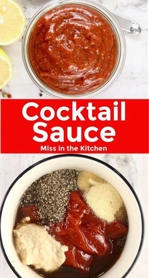 Diy Sauces, Cocktail Shrimp, Shrimp Cocktail Sauce, Homemade Cocktail Sauce, Fish Dinners, Cocktail Sauce Recipe, Sauce Cocktail, Lemon Cocktail, Seafood Sauce