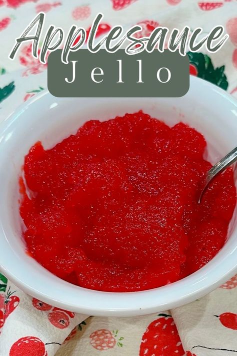 Serving of Applesauce Jello in a bowl. Jello And Applesauce, Cinnamon Jello Applesauce, Jello Applesauce Recipe, Cranberry Applesauce Jello, Cinnamon Applesauce Jello, Jello With Applesauce, Apple Sauce Jello, Applesauce Jello Recipe, Applesauce Jello