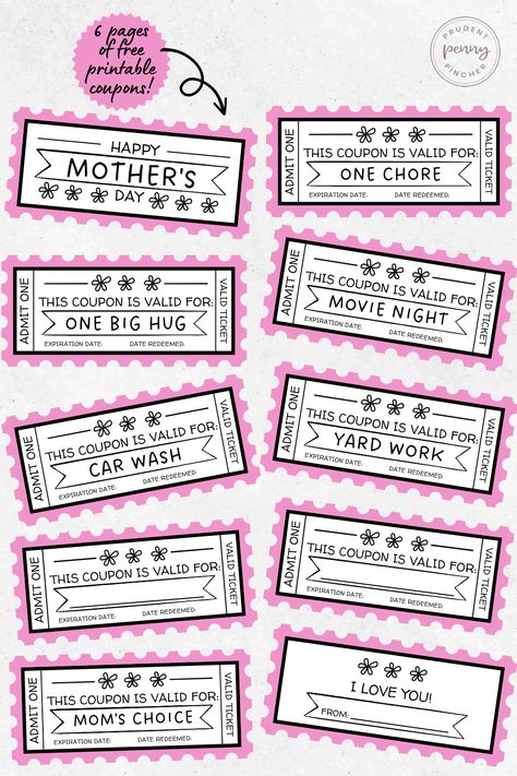 Free Printable Mother's Day Coupon Book Crafts For Dad, Mom Coupon Book, Coupon Book Diy, Journal Crafts, Mother's Day Coupons, Mothers Day Card Template, Mom Coupons, Church Anniversary, Mother's Day Printables