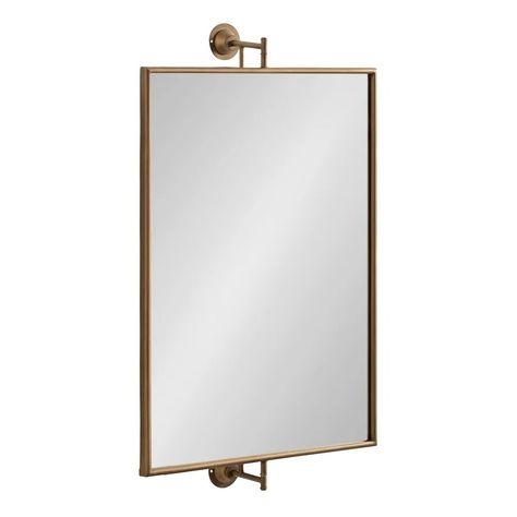 Kate and Laurel Darbridge Rectangle Pivot Mirror - Bed Bath & Beyond - 37666029 Brass Bathroom Mirror, Pivot Bathroom Mirror, Pivot Mirror, Bathroom Wall Mirror, Rectangular Bathroom, Rustic Materials, Mirror Wall Bathroom, Rectangular Mirror, Wall Mounted Mirror