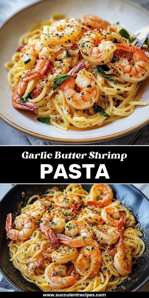 Experience gourmet dining at home with this Garlic Butter Shrimp Pasta! Packed with fresh flavors and a buttery sauce, this dish is sure to impress family and friends alike. Shrimp Pasta Sauce, Gourmet Pasta Dishes, Buttery Garlic Shrimp, Shrimp Pasta Healthy, Easy Prawn Recipes, Butter Shrimp Pasta, Garlic Shrimp Pasta Recipes, Garlic Pasta Recipe, Shrimp Pasta Dishes