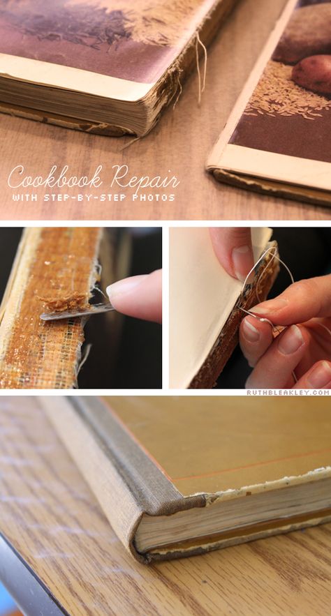 Breathing new life into a favorite old book by repairing it - Cookbook repair by Ruth Bleakley with photos Photo Book Ideas, Crossfire Series, Jamie Mcguire, Book Repair, Diy Photo Book, Bookbinding Tutorial, Us Forever, Book Binding Diy, Brodie Sangster