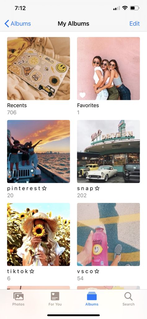 Camera Roll Album Ideas, Camera Roll Template, Phone Declutter, Camera Roll Aesthetic, Photo Album Organization, Relaxing Aesthetic, Phone Organisation, Digital Decorations, Phone Layouts