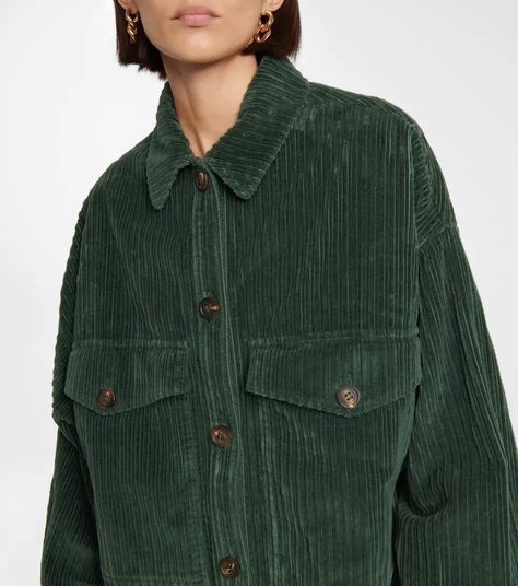 Golden Goose - Delicia corduroy shirt jacket | Mytheresa Golden Goose Deluxe Brand, Sleeve Women, Women Long Sleeve Tops, Corduroy Jacket, Jacket Buttons, Golden Goose, Green Jacket, Pune, Designer Brands