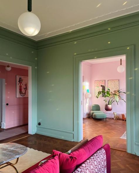 Pistachio Green Room, Pistachio Living Room, Pistachio Room, Realistic Apartment, Apartment Views, Loft Apartment Aesthetic, Hot Pink Room, House Moodboard, Room Colours