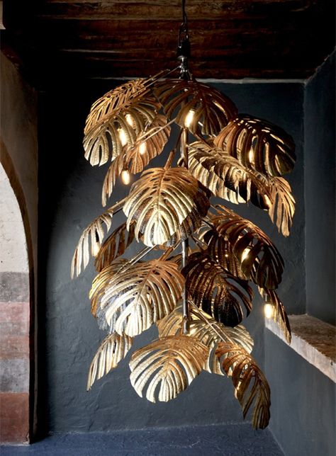 Casamidy - Mixed Tropical Leaf Tropical Pendant Light, Cuban Kitchen, Leaf Chandelier, Custom Kitchens Design, Shadow Art, Custom Kitchens, Art Deco Chandelier, Tropical Leaf, Anne Marie