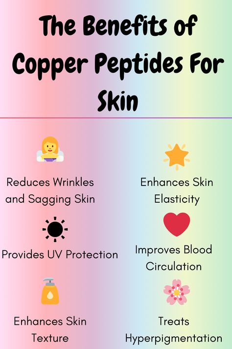 Here are some benefits of using copper peptides as part of your skin care. Benefits Of Copper, Treating Hyperpigmentation, Copper Peptides, Skin Structure, Hormonal Changes, Skin Discoloration, Improve Blood Circulation, Improve Skin Elasticity, Improve Skin Texture