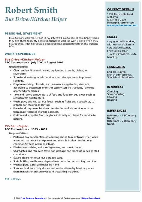 Resume Templates for Kitchen Helper (8) | PROFESSIONAL TEMPLATES Experience Letter, Babysitter Resume, Preschool Teacher Resume, Web Developer Resume, Accountant Resume, Internship Resume, Resume Objective Statement, Job Description Template, Cv Examples