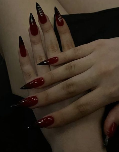 Villain Nails Aesthetic, Villain Nails, Vampire Goth, Nails Aesthetic, Red Nails, Prom, Nails