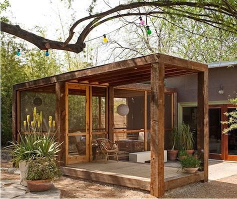 not that i have any idea where a screened porch would go, but in the mosquito buzzy heat of summer, it seems like a perfect idea. Backyard Sheds, Porch Design, Screened In Porch, Wooden House, Screened Porch, Patio Area, Porch Patio, Outdoor Rooms, Design Case