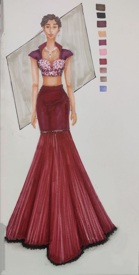 Themes For Fashion Illustration, Sequin Dress Drawing, Party Wear Sketch Fashion Illustrations, Party Wear Illustration Fashion, Western Dress Illustration, Party Wear Illustration Sketches, Desi Sketch, Party Wear Illustration, Party Wear Gowns Western