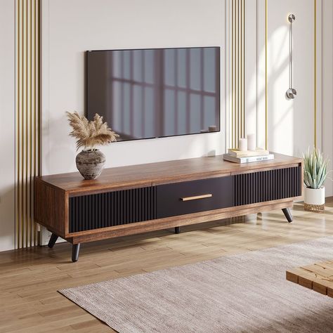 Tv Stand Wood Modern, Retro Tv Unit, Mid Century Entertainment Center, Tv Panels, Tv Stand Modern Design, Tv Wall Design Ideas, Tv Unit Designs, Modern Tv Stands, Wall Trends