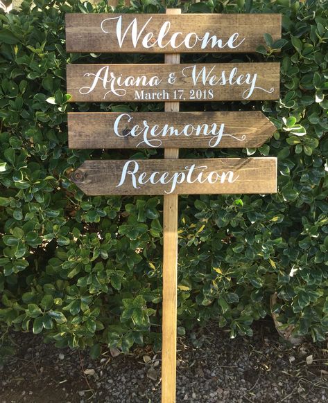 Welcome Reception Sign, Wedding Direction Signs, Confetti Sign, Wedding Directions, Pallet Wedding, Backyard Reception, Reception Sign, Wedding Ceremony Signs, Reception Signs