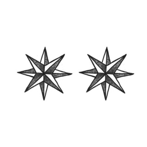 Eight-Point Star Tattoo (Set of 2) - Russian Criminal Tattoo / Eight Point Star Temporary Tattoo / Russian Star Temporary Tattoo / Thief Star Tattoos On Chest, Russian Prison Tattoos, Tattoo Mafia, Star Tattoo Meaning, 8 Point Star, Tato Dengan Makna, Russian Tattoo, Eight Pointed Star, Omerta Tattoo