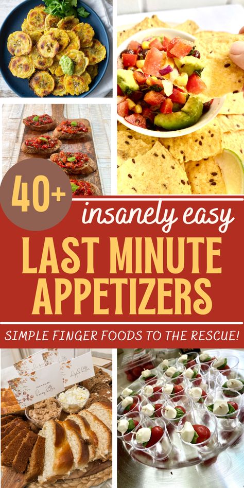 These easy appetizers are great when you’re in a pinch! Last minute finger food recipes that are simple to put together! Easy party snacks that are great for a crowd. No Cheese Appetizers For Party, Make A Head Appetizers Simple, Last Minute Party Snacks, Fast Easy Appetizers For A Party, Quick Appetizers Last Minute, Finger Foods Snacks, Easy Party Snacks, Fast Appetizers Easy, Easy Finger Foods