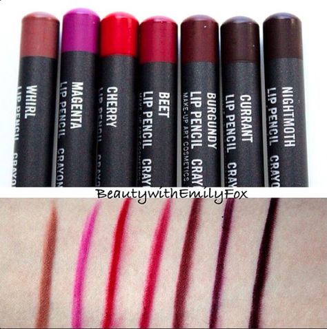 Mac lip liners in Whirl, Magenta, Cherry, Beet, Burgundy, Currant and Nightmoth. Mac Cherry Lip Liner, Nightmoth Lipliner Mac, Mac Burgundy Lip Liner, Burgundy Lip Liner, Mac Swatches, Mac Lipliner, Ombre Lip, Mac Lip Liner, Hair Burgundy