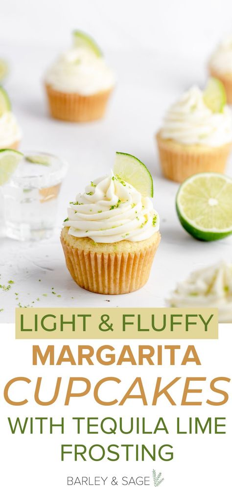 Margarita Cupcakes With Tequila, Boozy Cupcakes Recipes, Lime Frosting, Lime Buttercream, Margarita Cupcakes, Boozy Cupcakes, Lime Cupcakes, Alcoholic Desserts, Boozy Desserts