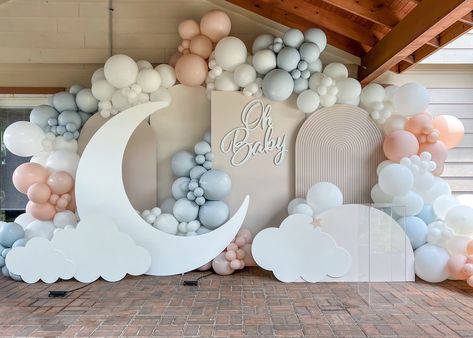 WOW My Party Boho Gender Reveal Party, Boho Gender Reveal, Moon Baby Shower Theme, Cloud Baby Shower Theme, Gender Reveal Baby Shower Themes, Twinkle Twinkle Baby Shower, Gender Reveal Party Theme, Baby Shower Theme Decorations, Baby Shower Deco