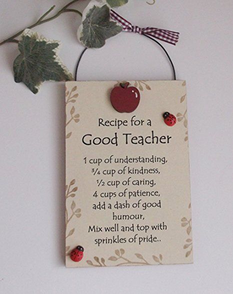 Recipe for a Good Teacher wooden gift plaque by Craftworksdirect Diy Presents For Teachers, Favorite Teacher Gifts, Retirement Card For Teacher, Teachers Day Gift Ideas Handmade Diy, Handmade Gift For Teacher, Appreciation Cards For Teachers, Handmade Gifts For Teachers Diy Crafts, Teachers Day Gift Ideas Products, Teachers Day Gifts Creative