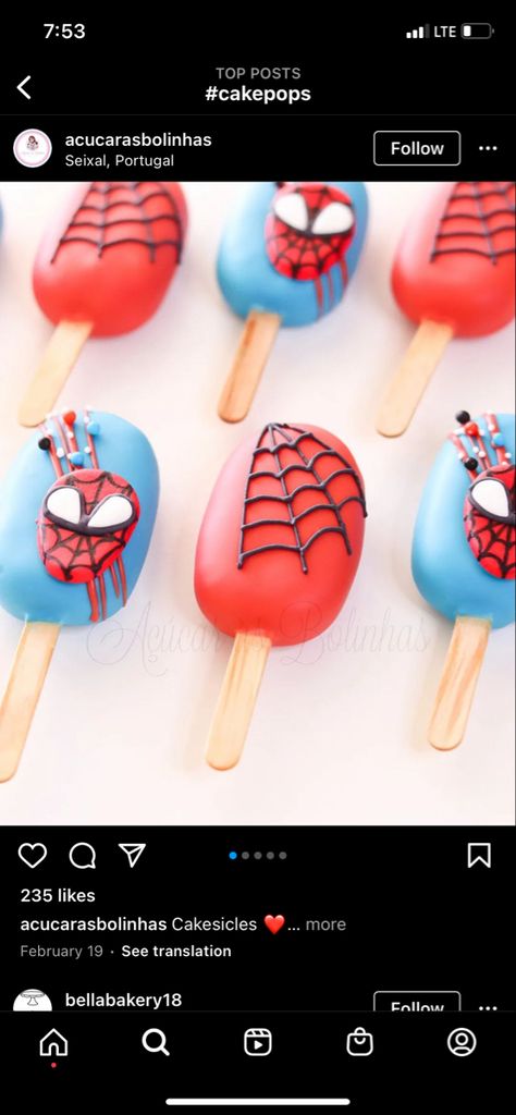 Cake Pop Ideas For Men, Spidey Cakesicles, Marvel Chocolate Covered Oreos, Spidey And His Amazing Friends Birthday Cake Pops, Spiderman Dessert Table Ideas, Spider Man Cakesicles, Spidey And Friends Cake Pops, Spiderman Cake Pops Ideas, Spidey And His Amazing Friends Cake Pops