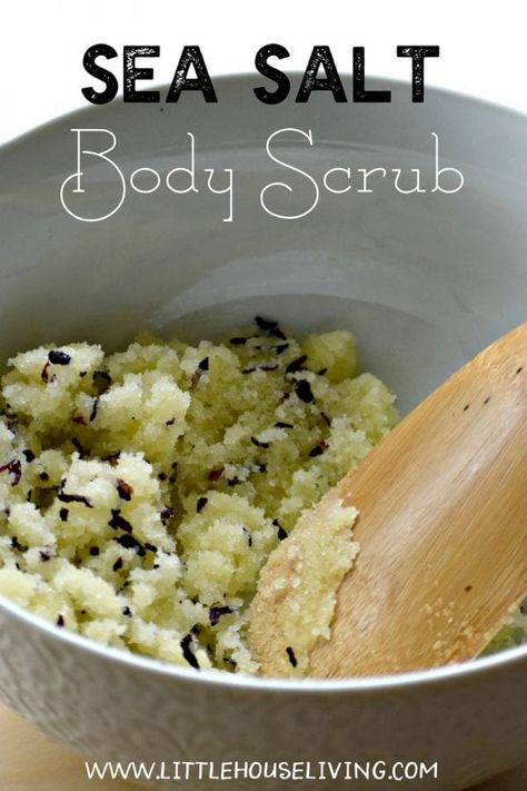 Sea Salt Body Scrub - DIY Body Scrub - Homemade Gift Idea Salt Face Scrub, Face Scrub Recipe, Scrub Homemade, Sea Salt Scrub, Sea Salt Body Scrub, Scrub Diy, Diy Coconut Oil, Sea Salt Scrubs, Body Scrub Recipe