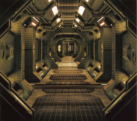 Stock Photo - Interior of an industrial or spaceship corridor Sci Fi Lighting, Sci Fi Ship Interior Design, Inside Of A Spaceship, Sci Fi Ships Spacecraft, Space Ships Concept Interior, Sci Fi Corridor, Spaceship Hallway, Space Ships Design, Ship Interior Design