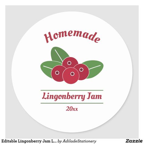 Lingonberry Jam, Food Label Sticker, Jam Label, Food Label, Label Sticker, Food Labels, Homemade Recipes, Sticker Labels, Jam