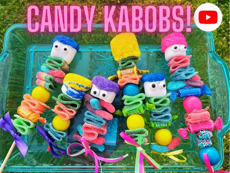 Diy Candy Kabobs Tutorials, Candy Skewers Kabobs, How To Make Candy Kabobs, Candy Kabobs Diy Ideas, Football Candy, Gummy Candy Kabobs, Sweet Business, Candy Business, Kabob Sticks