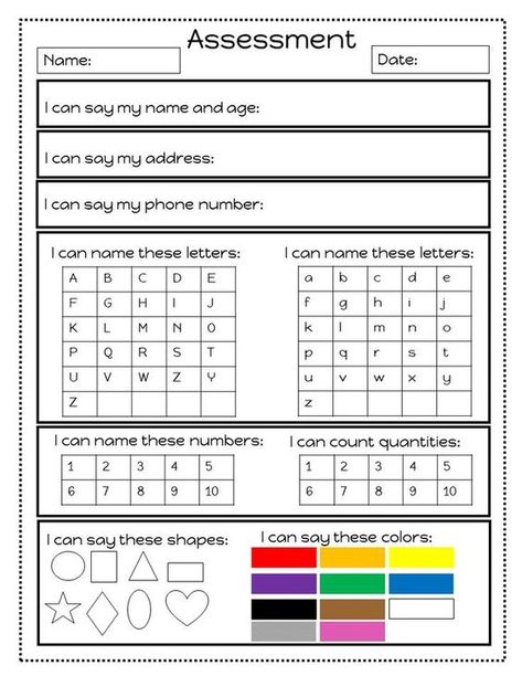 This Board gives you the idea of assessments you could use for the children's learning. Preschool Assessment Forms, Kindergarten Assessment, Preschool Assessment, Free Preschool, Say My Name, Assessment, Fun Activities, Phone Numbers, Free Printable