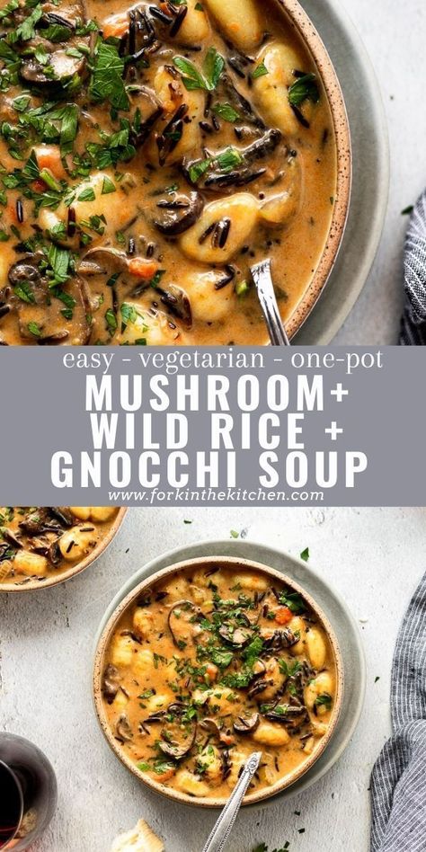 Winter Meal Ideas, Winter Soups And Stews, Mushroom Gnocchi, Gnocchi Soup, Winter Dinner Recipes, Winter Soups, Winter Dinner, Vegetarian Soup, Vegan Soup