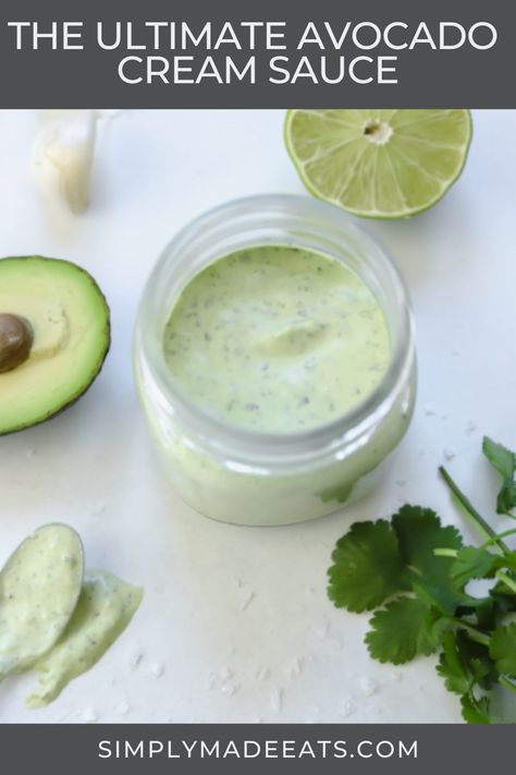 Avocado Lime Crema, Avocado Cream Sauce, Quick Appetizer Recipes, Quick Appetizer, Lime Crema, Avocado Crema, Avocado Cream, Avocado Sauce, Quick And Easy Appetizers