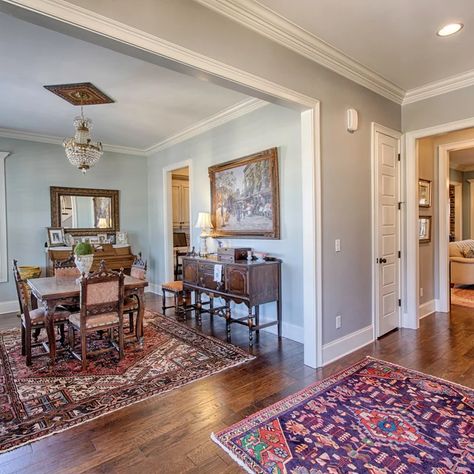 French Blue Dining Room Walls, Small Dining Room Color Ideas, Dusty Blue Dining Room, Dining Room Blue Walls, Light Blue Dining Room Walls, Dining Room Wall Color Ideas, Dining Room Color Scheme Ideas, Dining Room Wall Colors, Blue Dinning Room