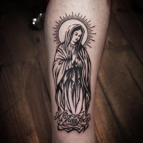 165+ Spectacular Virgin Mary Tattoos With Meaning (2022) - TattoosBoyGirl Maria Meaning, Maria Drawing, Drawing Christian, La Santa Muerte Tattoo, Mother Mary Tattoos, Maria Tattoo, Catholic Tattoos, Christian Ideas, Om Tattoo Design