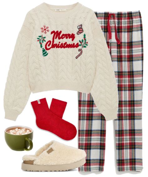 Christmas Fits Ideas, Christmas Sweatpants Outfit, Christmas Pajamas Cute, Pjs Outfits Christmas, Christmas Pajama Pants Aesthetic, Christmas Outfits Pajamas, Cute Christmas Pjs For Women, Cozy Christmas Outfit Aesthetic, Comfy Christmas Outfits Casual